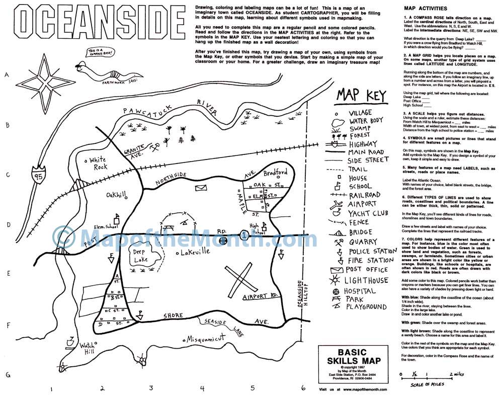 Basic Map Skills Map Activity Worksheet 16x20 Inch Outline Map   BASIC MAP SKILLS 1 1 1 