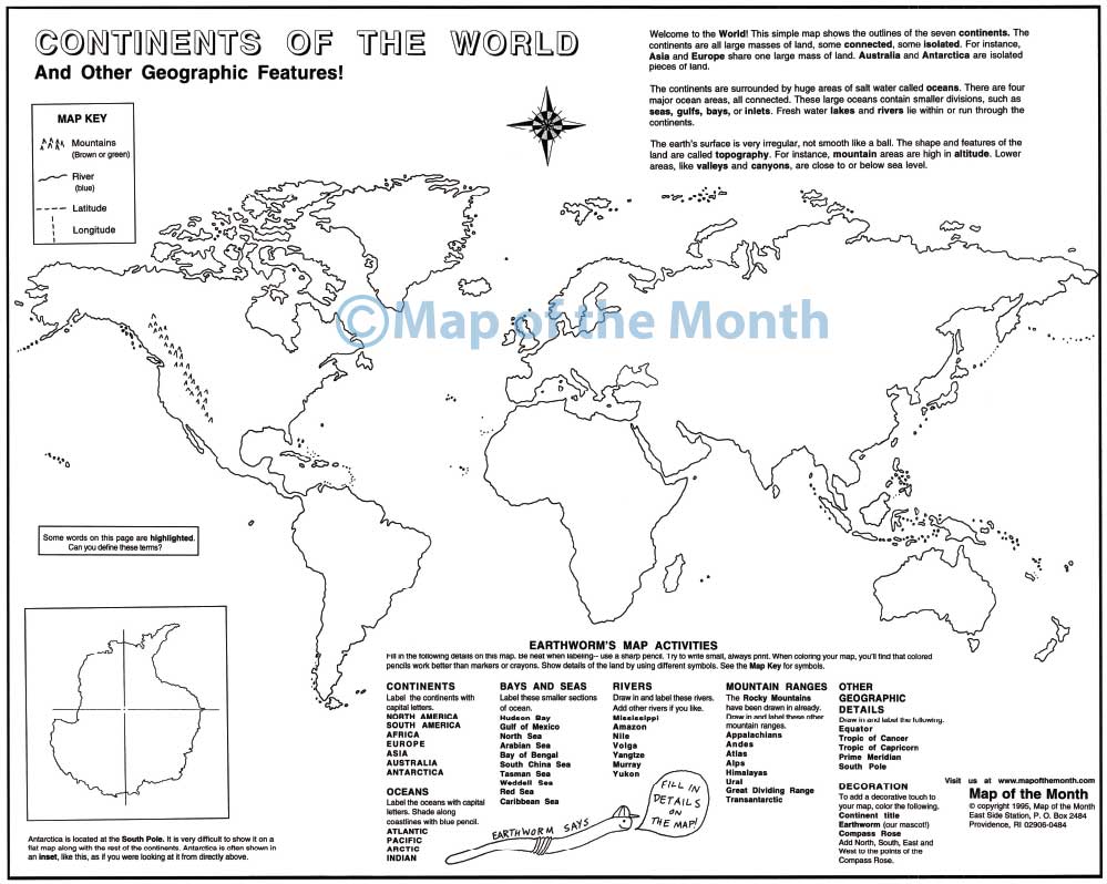Continents Of The World Map Maps For The Classroom