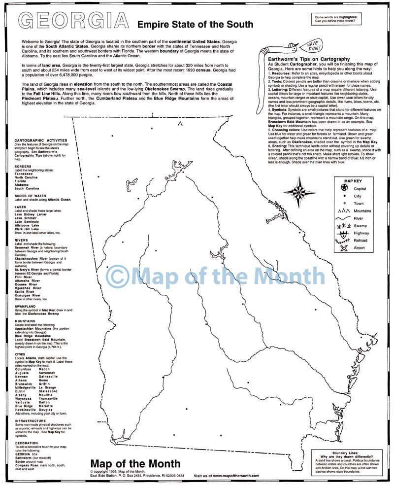 Map of the state of Georgia (GA) and neighboring states of Alabama