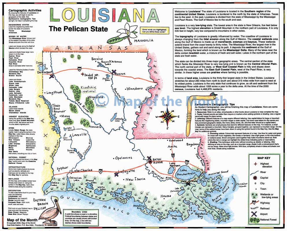 Hydrological Map of Louisiana - Maps on the Web
