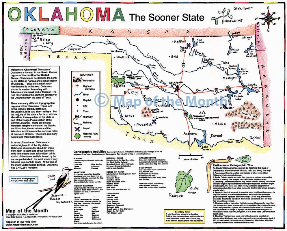 Download Oklahoma map - Blank outline map, 16 by 20 inches ...