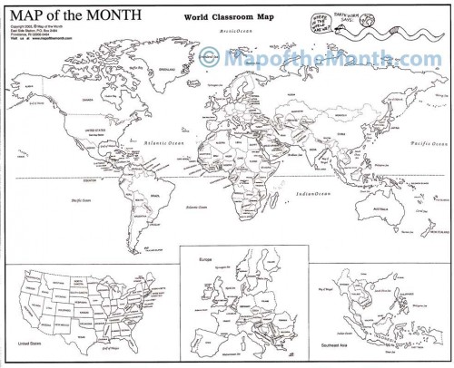 World (Countries Labeled) Map - Maps for the Classroom