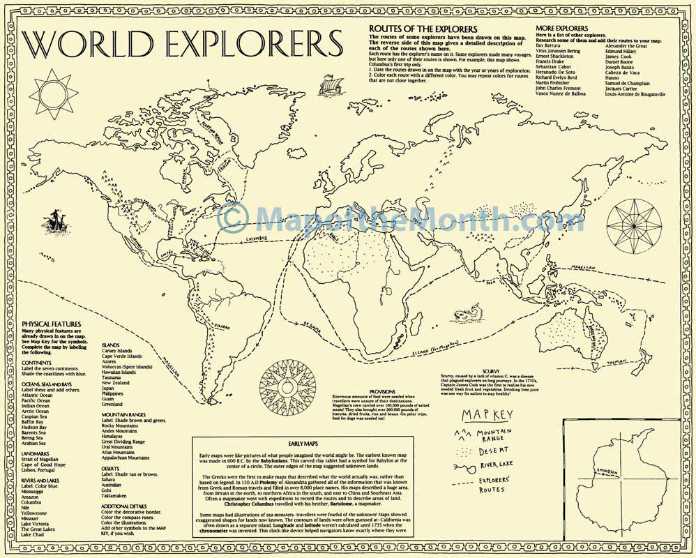 World Explorers Map - Maps for the Classroom