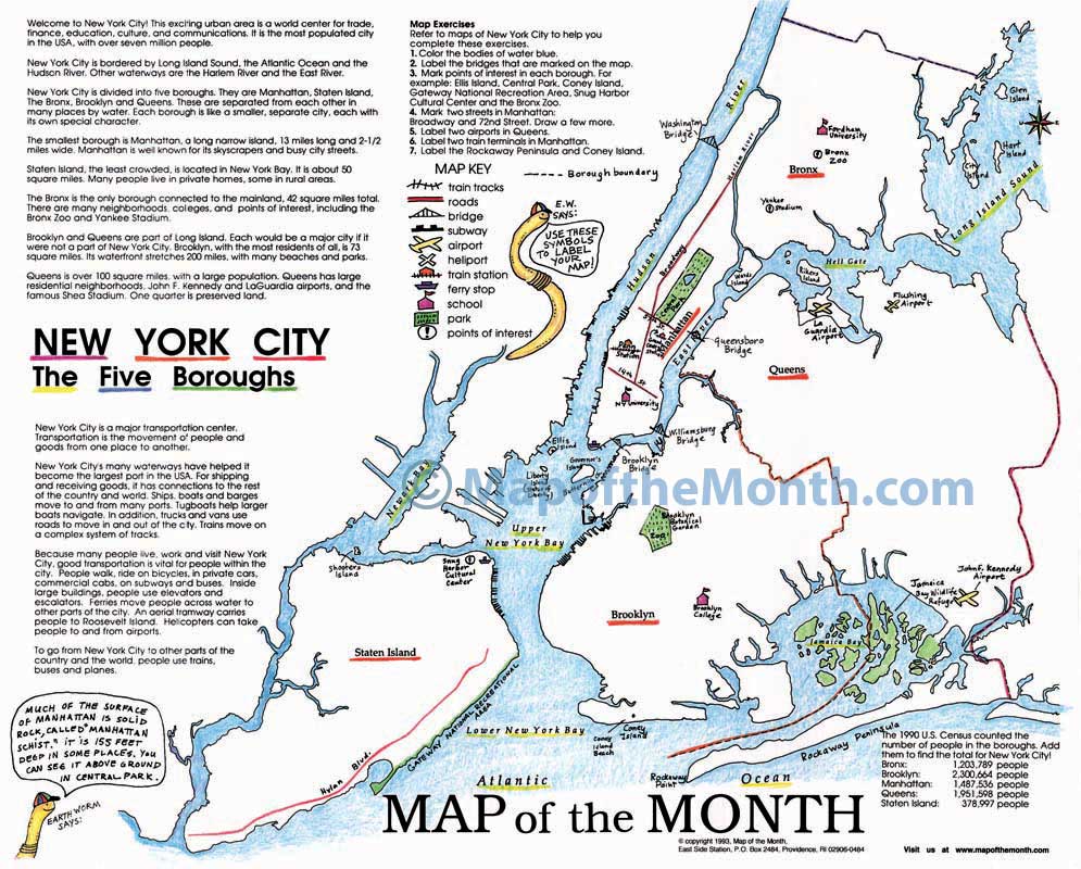 New York City, NY Map - Maps for the Classroom