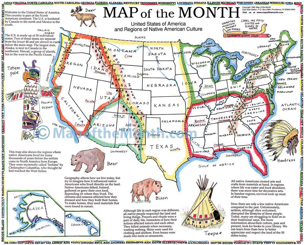 Native American Map Of Regions USA, Regions of Native American Culture Map   Maps for the Classroom