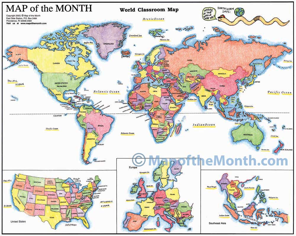 free printable world map with countries labeled for kids