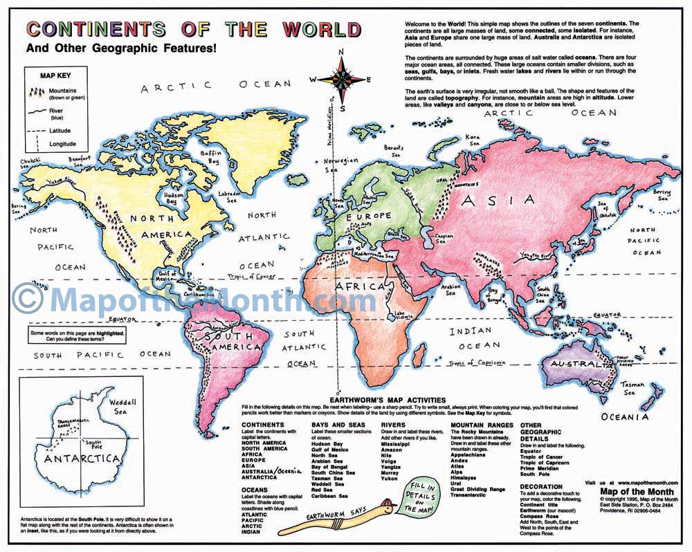 Continents Of The World Map Maps For The Classroom